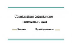 Дипломная презентация по социализации специалистов