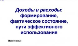 Дипломная презентация по доходам и расходам