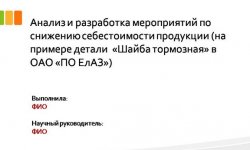 Дипломная презентация по снижению себестоимости продукции