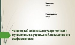 Дипломная презентация по финансовому механизму учреждений