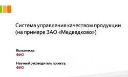 Дипломная презентация по управлению качеством продукции