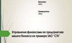 Дипломная презентация по управлению финансами