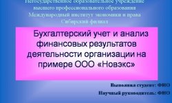 Дипломная презентация по финансовым результатам деятельности организации