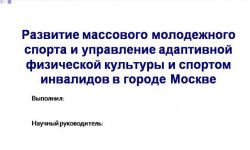 Дипломная презентация по развитию массового молодежного спорта