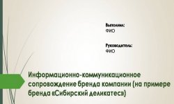 Дипломная презентация по сопровождению бренда компании