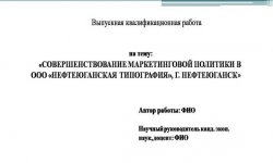 Дипломная презентация по маркетинговой политике
