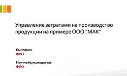 Дипломная презентация по управлению затратами