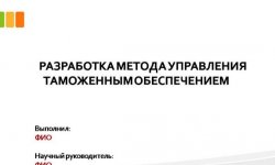 Дипломная презентация по таможенному делу