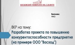 Дипломная презентация по повышению конкурентоспособности предприятия